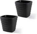 Step2 Wave 20x24 Planter, Large Planters for Outdoor Plants, Gardening and Flower Pot for Patio or Porch, Efficient Drainage, Durable Plastic, Black, 2-Pack