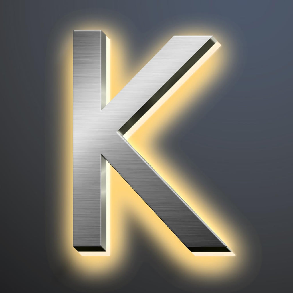 Illuminated LED House Numbers 18 Inch, Backlit LED Illuminated Address Numbers, Modern Lighted House Numbers At Night, Waterproof Large Metal Home Address Signs,K