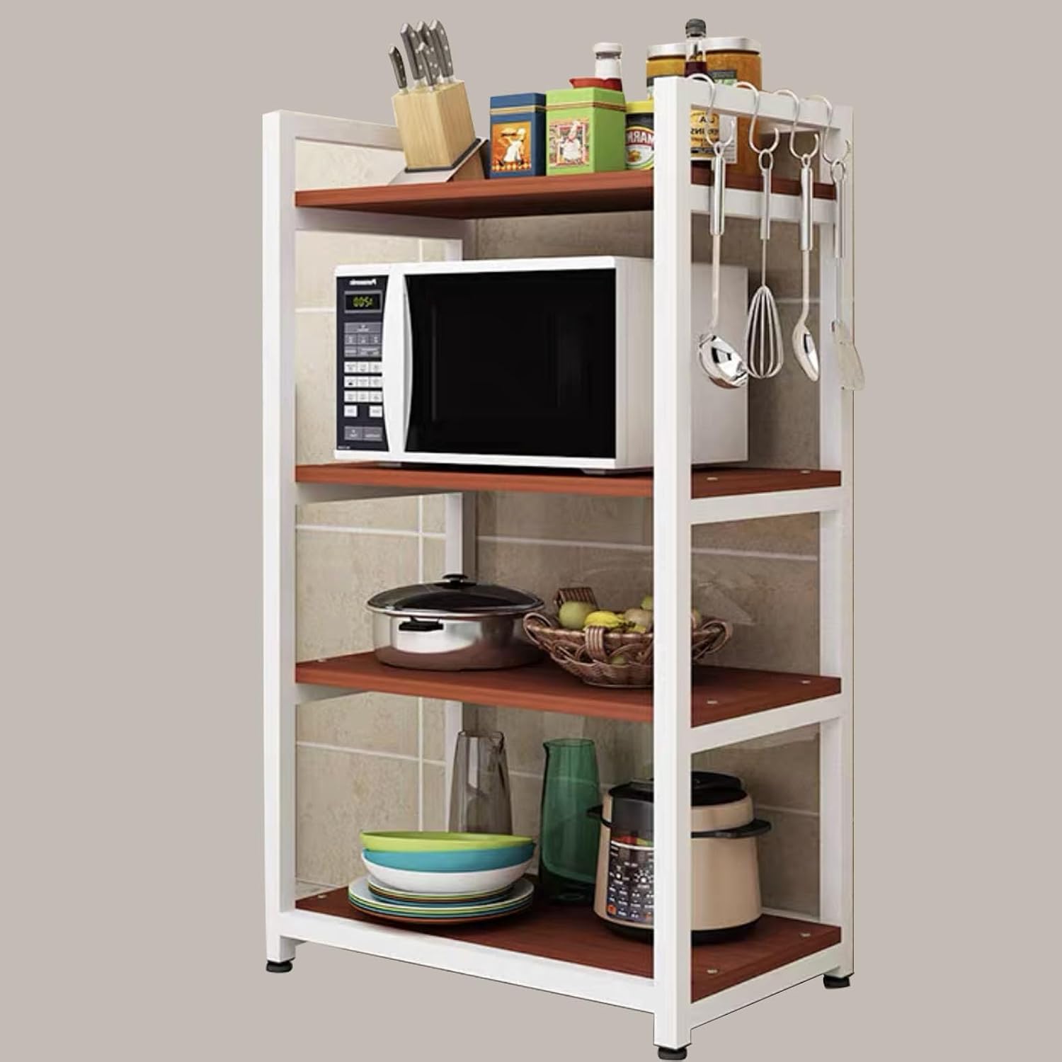 JSWHYBD Storage Shelves，Kitchen Storage，Bakers Rack Storage Rack Metal Shelving Units and Storage Pantry Shelves Laundry Bathroom Kitchen Pantry Closet 50 * 45 * 120 White