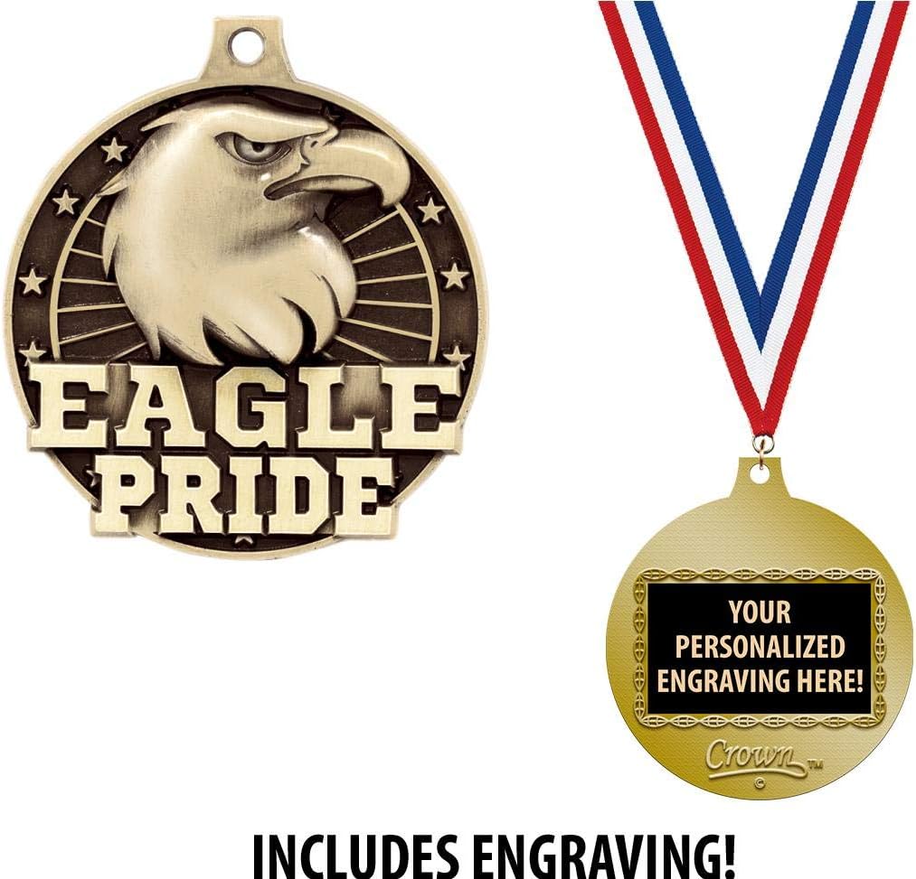 Crown Awards Mascot Medals, 2' Gold Eagle Pride Medal Award with Free Custom Engraving