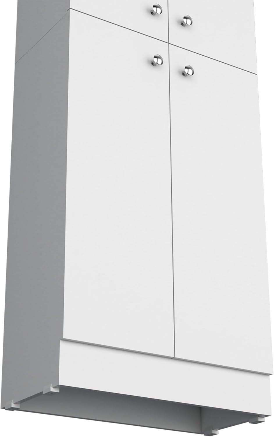 71' 4-Door Freestanding Storage Cabinet, Kitchen Storage Bakers Rack with Hidden Shelves, Utility Food Cupboard with Stylish Design for Home Kitchen, White
