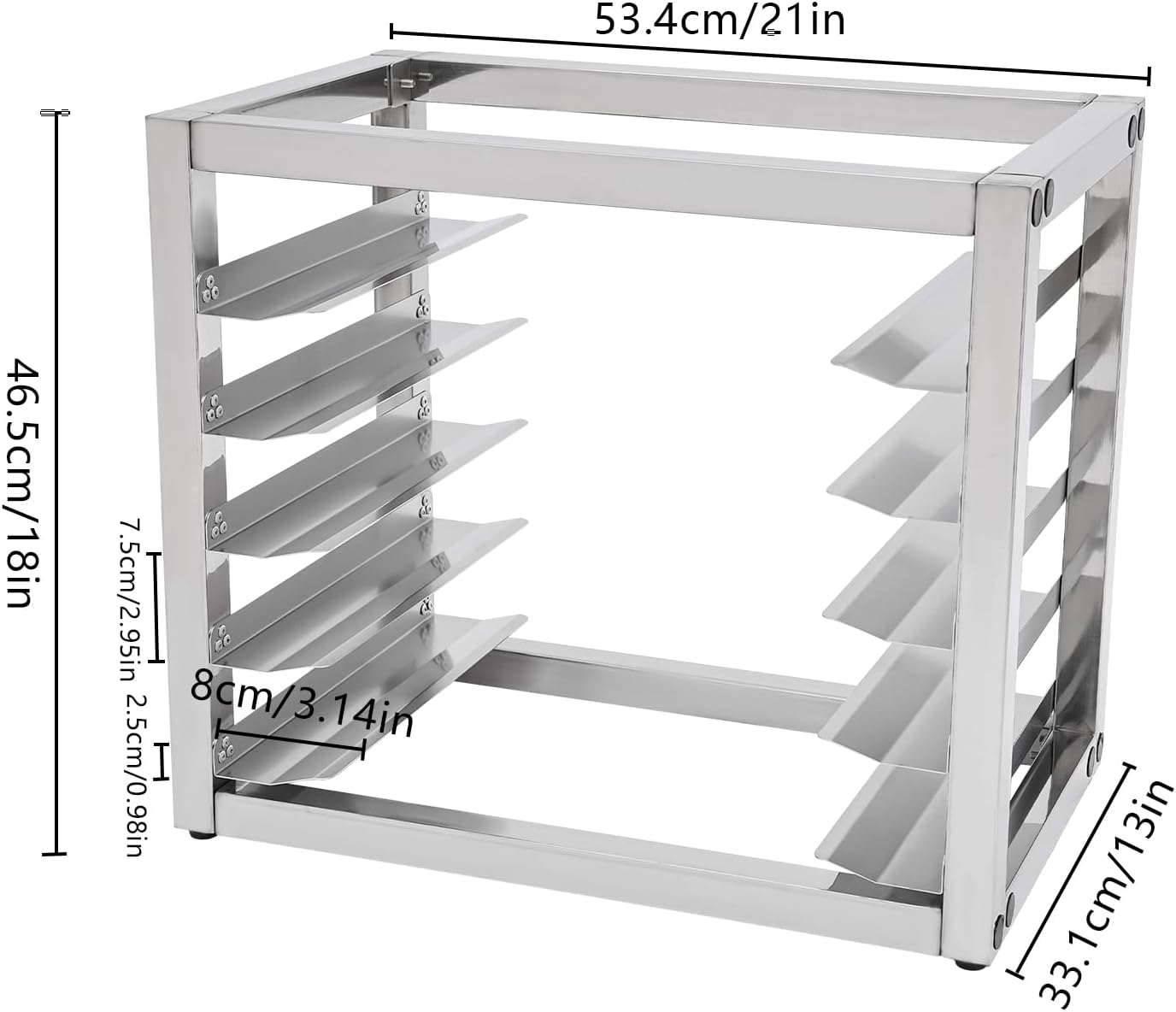 5-Tier Pan Rack, Stainless Steel Bakery Rack, Bakers Rack for Home Commercial Kitchen, Restaurant, Cafeteria, Dessert Shop