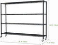 4-Tier Shelving Metal Storage Rack Adjustable Shelves,Standing Storage Shelf Units for Laundry Bathroom Kitchen Pantry Closet (Black 59.06''D × 17.72''W × 66.54''H)