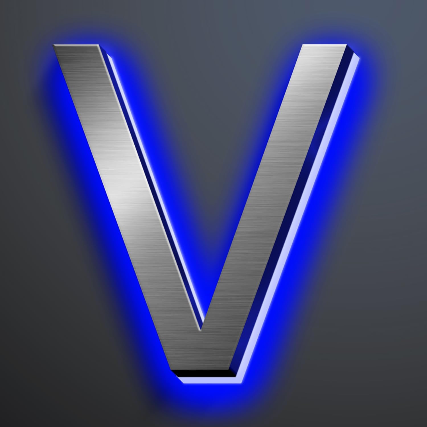 Illuminated House Numbers 18 Inch, Backlit Illuminated LED House Address Numbers For Outside, Modern Metal Lighted Address Numbers Signs, Brushed Silver, Blue Light,V