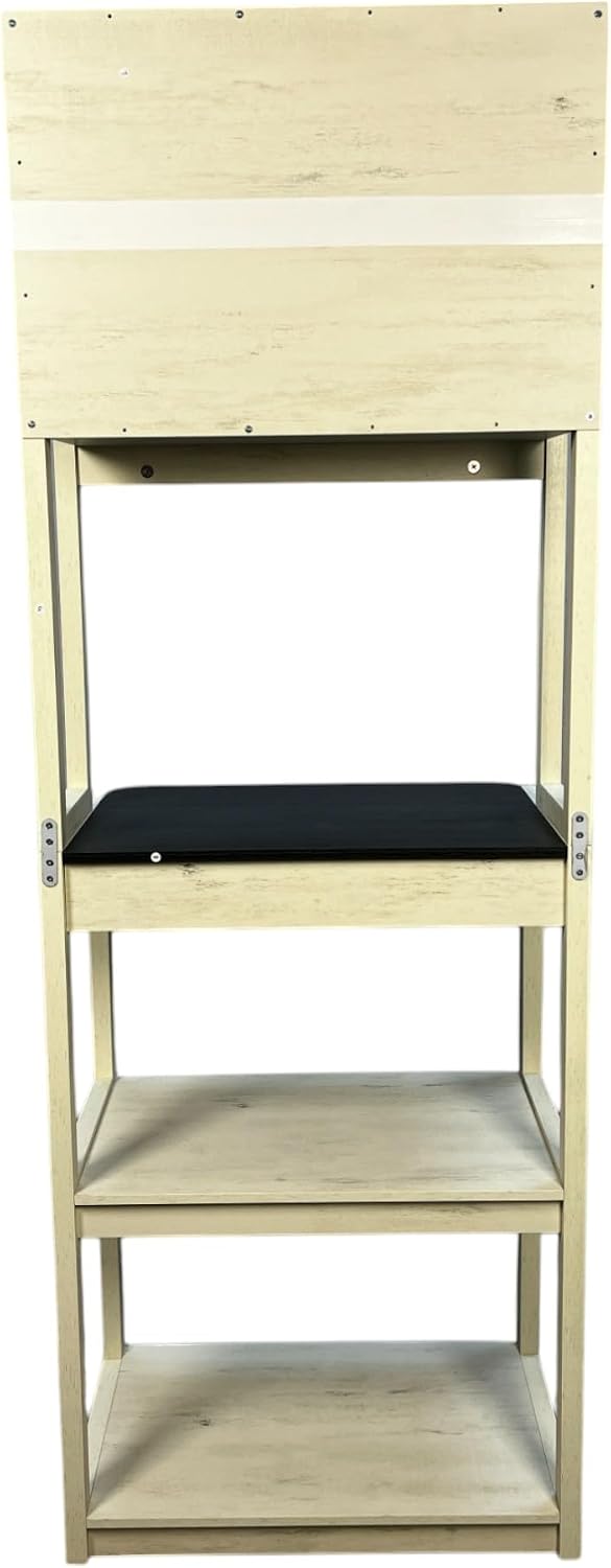 23.62' White and Black Color Bakers Rack for Kitchen with Storage, Coffee Bar, 5 Tier Kitchen Shelves, Microwave Stand