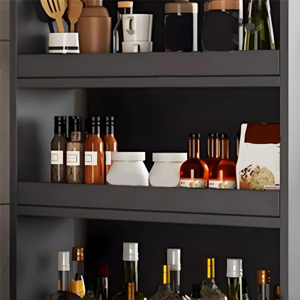 7 Tier Standing-Shelf with Wheels Wooden Narrow Buffet Server Storage Shelf Freestanding Shelves Units for Home Kitchen Bakers Closet Pantry -White 18' L x 10' W x 72' H