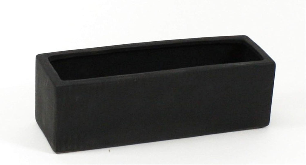 WGVI Long Rectangle Ceramic Planter Vase in Black 12' x 4' x 4'H, Block Rectangular Terrarium Box Pot, Flower Arrangement, Table top Centerpiece, Home Decor Organization Storage Container, 6 Pcs.