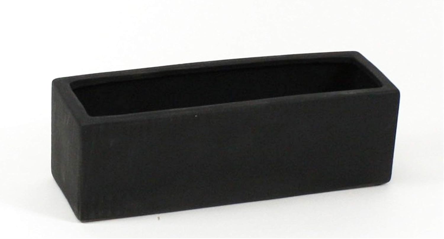 WGVI Long Rectangle Ceramic Planter Vase in Black 12' x 4' x 4'H, Block Rectangular Terrarium Box Pot, Flower Arrangement, Table top Centerpiece, Home Decor Organization Storage Container, 6 Pcs.