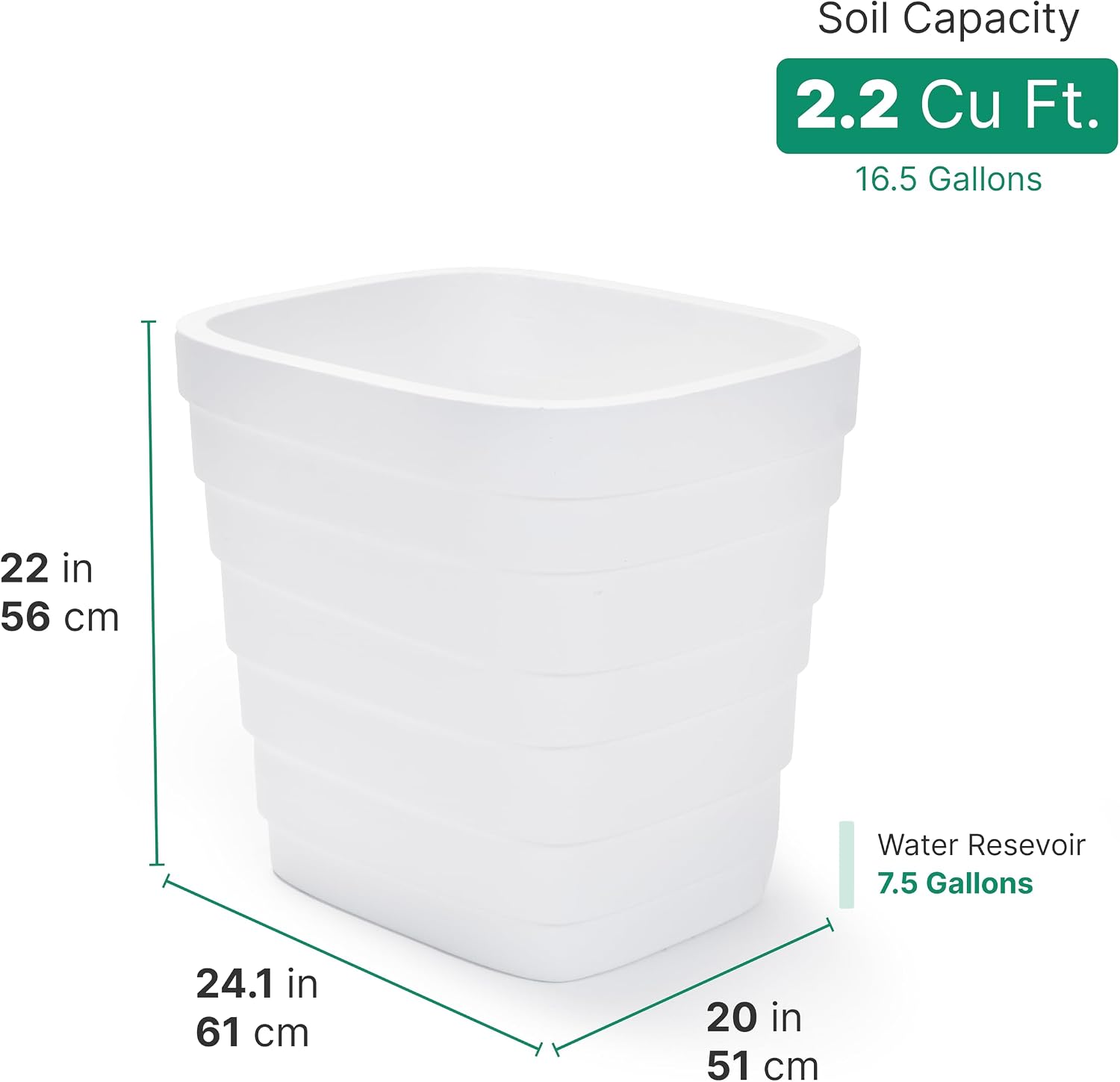 Step2 Wave 20x24 Planter, Large Planters for Outdoor Plants, Gardening and Flower Pot for Patio or Porch, Efficient Drainage, Durable Plastic, White, 2-Pack