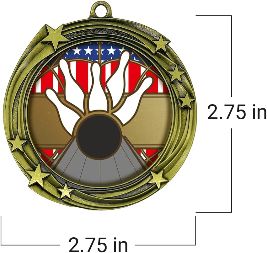 All Quality Bowling Swirling Stars Design Medal - 1st, 2nd, 3rd Place