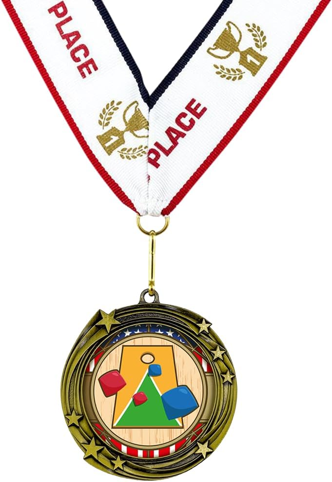 All Quality Stars Design Cornhole Medal | Competition Metal Medal - 1st, 2nd, 3rd Place