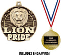 Crown Awards Mascot Medals, 2' Gold Lion Pride Mascot Medal Award with Free Custom Engraving