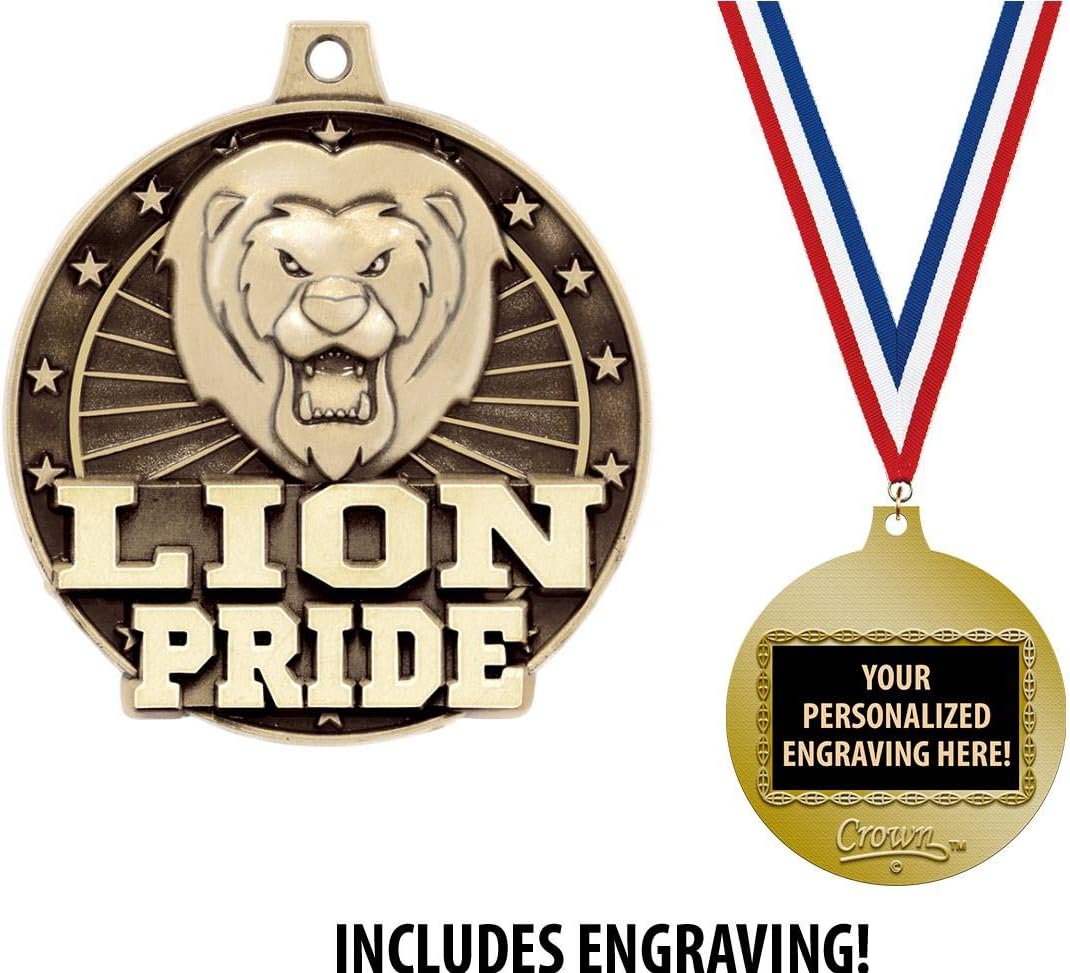 Crown Awards Mascot Medals, 2' Gold Lion Pride Mascot Medal Award with Free Custom Engraving