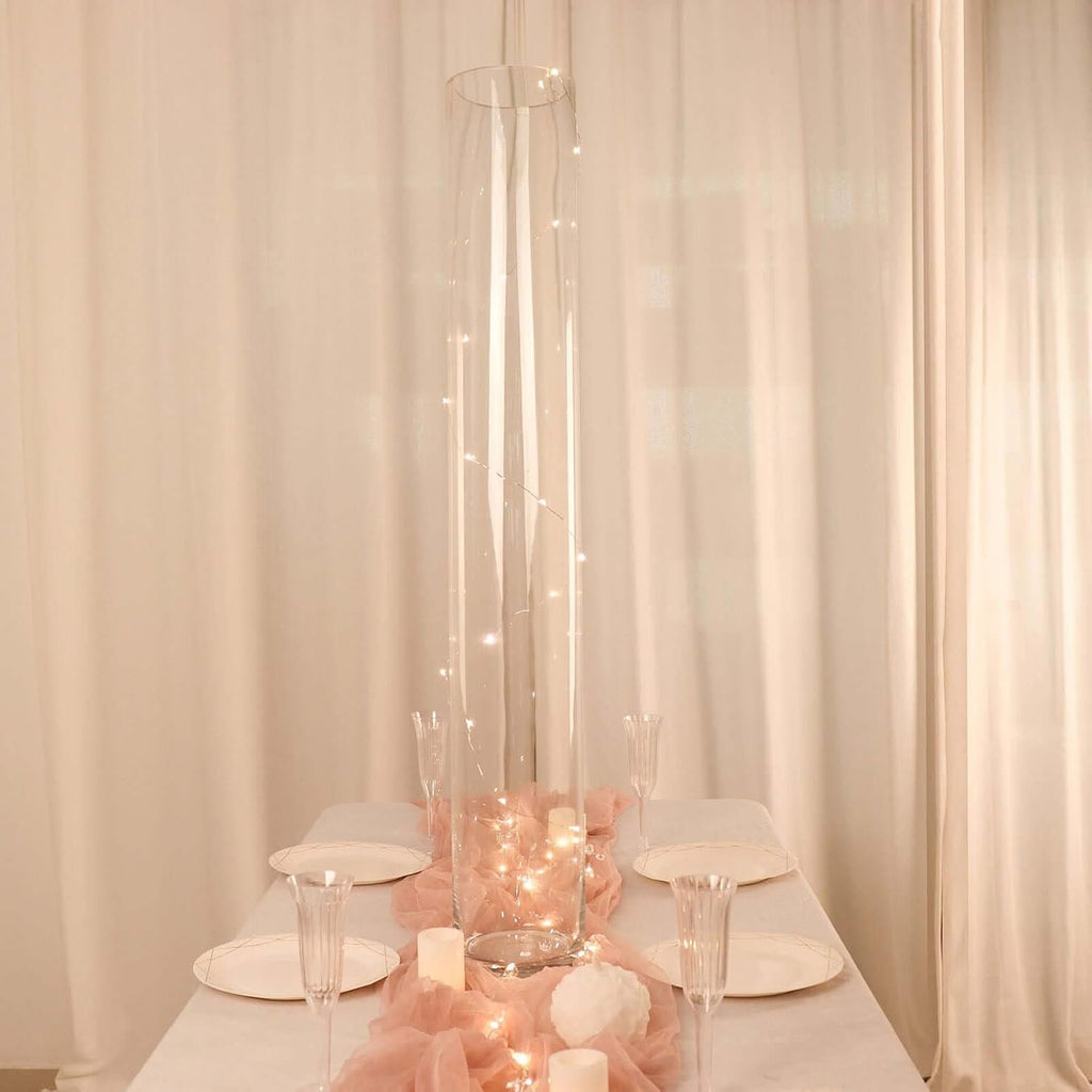 Efavormart 2 Pack | 40' Round Heavy Duty Clear Cylinder Glass Vases, Tall Flower Vase