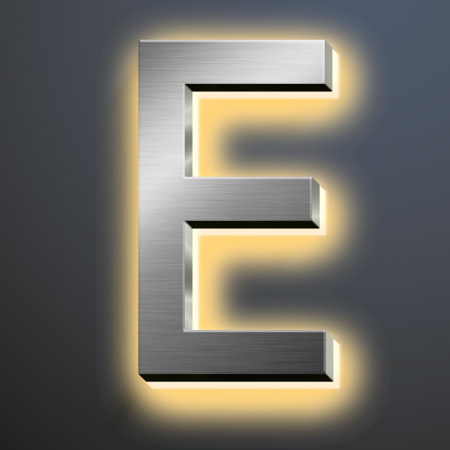 Illuminated LED House Numbers 18 Inch, Backlit LED Illuminated Address Numbers, Modern Lighted House Numbers At Night, Waterproof Large Metal Home Address Signs,E