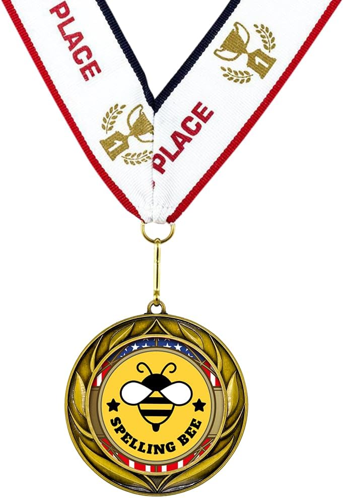 All Quality Wreath Design Spelling Bee Medal | Competition Metal Medal - 1st, 2nd, 3rd Place