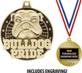 Crown Awards Bulldog Medals, 2' Gold Bulldog Mascot Pride Medal Award with Free Custom Engraving