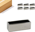 WGVI Long Rectangle Ceramic Planter Vase in Silver 12' x 4' x 4'H, Block Rectangular Terrarium Box Pot, Flower Arrangement, Table top Centerpiece, Home Decor Organization Storage Container, 6 Pcs.