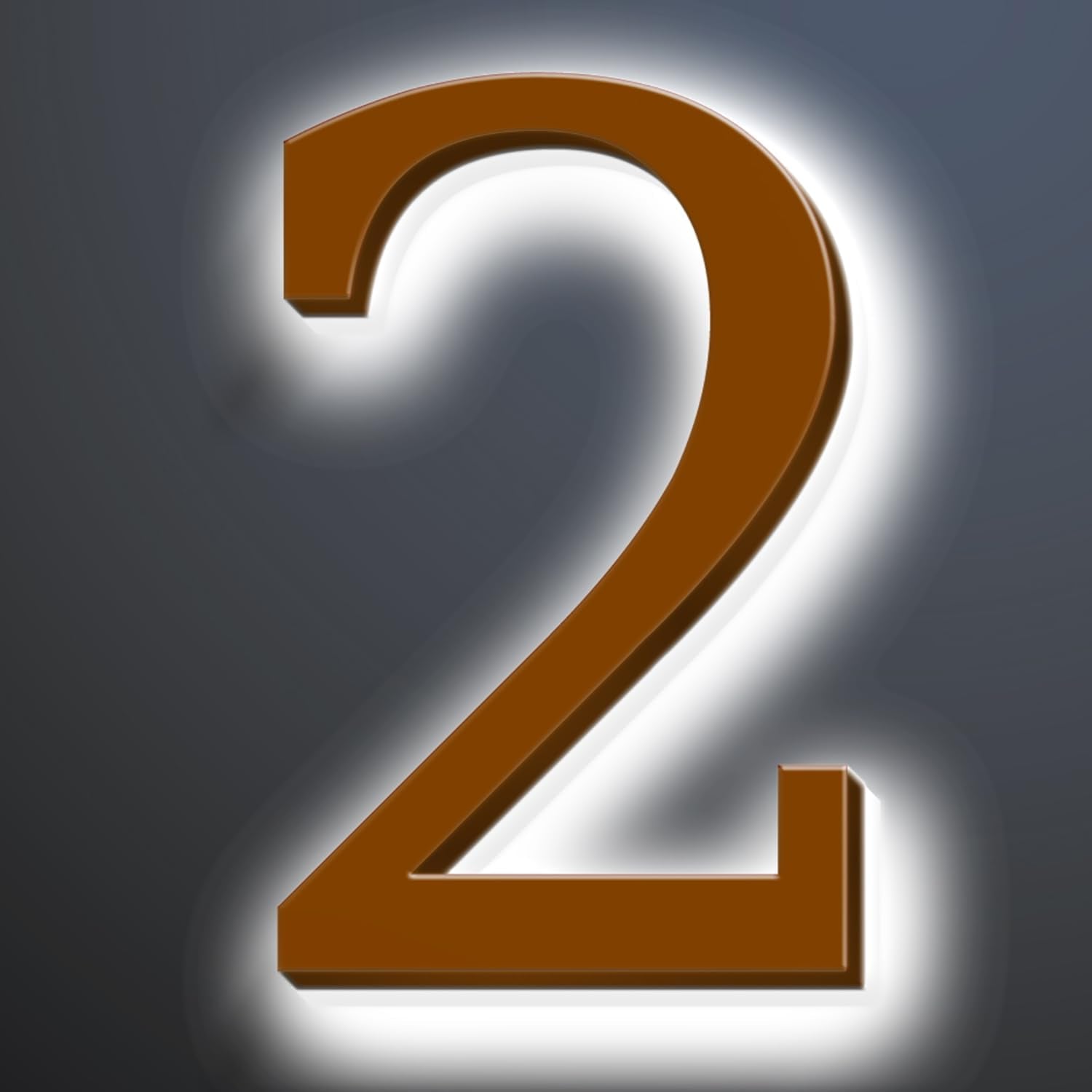 Illuminated LED House Numbers 20 Inch, Backlit LED Illuminated Address Number, Large Modern Lighted House Number For Outdoor, Metal Address Signs, Brown, White Light,2