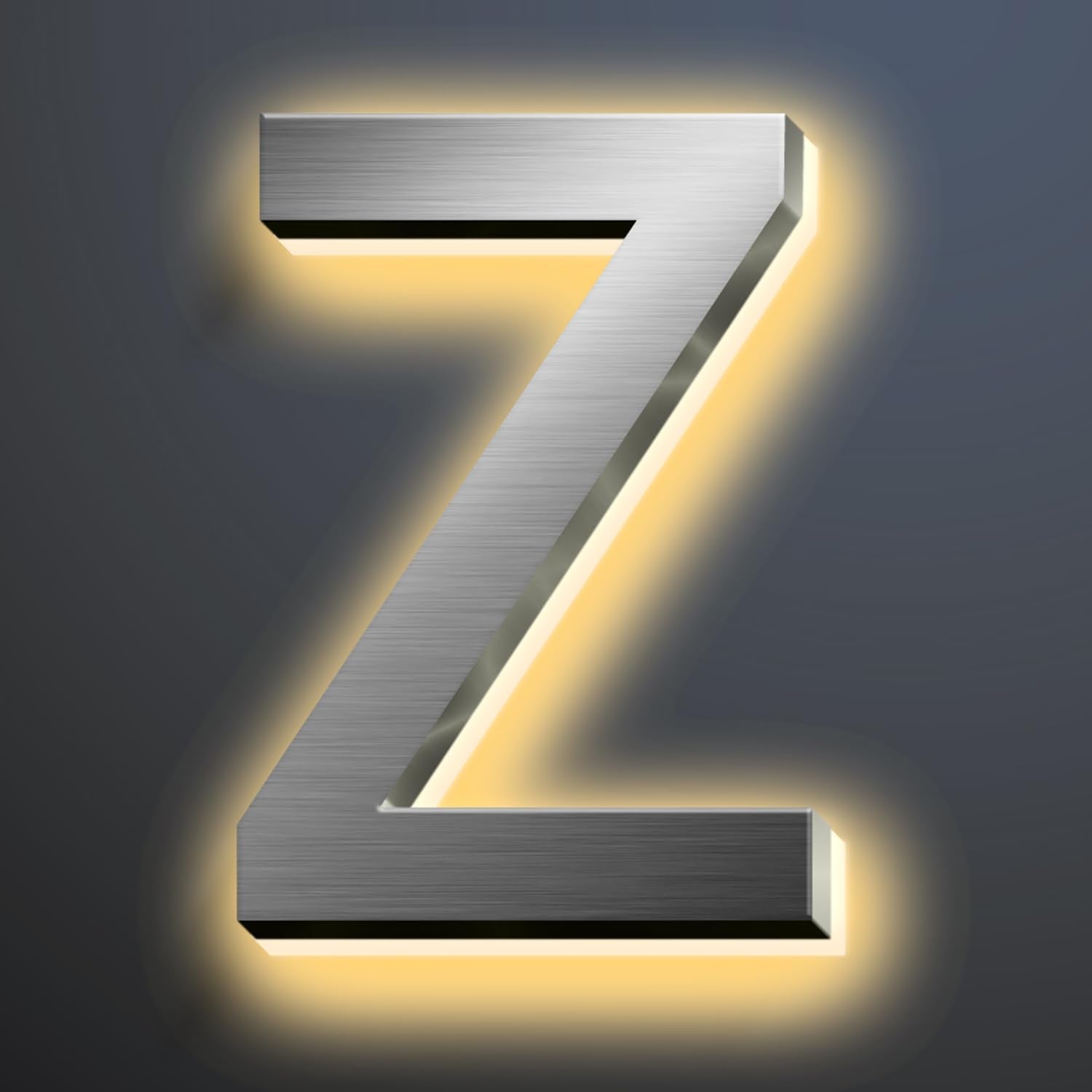 Backlit LED Illuminated Home Address Numbers, 16 Inch Illuminated House Numbers, Stainless Steel Hand-Polished For House Address Signs, Modern Lighted House Numbers,Z