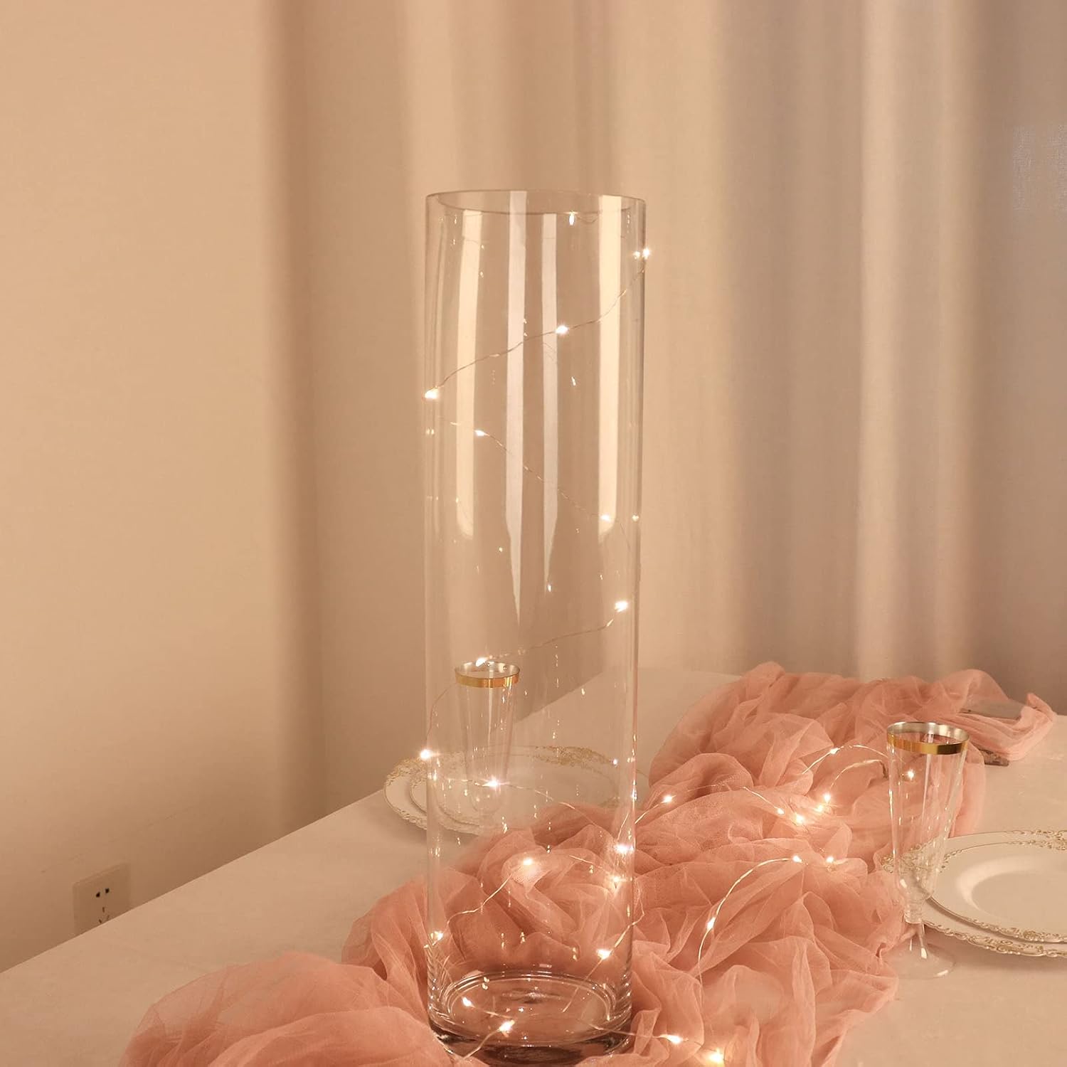 Efavormart 6pcs/Set 20' Tall Cylinder Glass Centerpiece Flower Candle Vase for Wedding Party Banquet Events Centerpiece Decoration