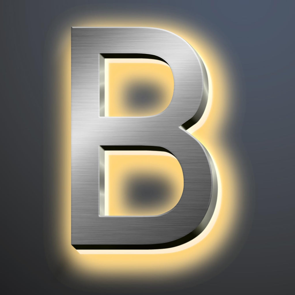 Illuminated LED House Numbers 18 Inch, Backlit LED Illuminated Address Numbers, Modern Lighted House Numbers At Night, Waterproof Large Metal Home Address Signs,B
