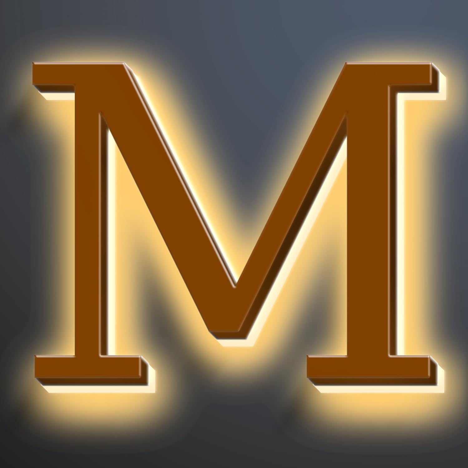 Illuminated LED House Numbers, Large Address Numbers 18', Backlit LED Illuminated Home Address Number, Modern Lighted House Numbers, Waterproof, Brown, Warm Light,M