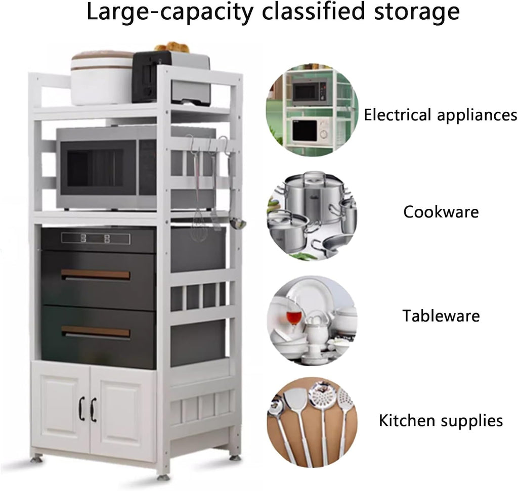 Kitchen Bakers Rack with Storage, Kitchen Pantry Microwave Cabinet with Doors for Electrical Appliances, Tableware, Dishes