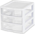 Sterilite 18-Pack Clearview 3-Drawer Cart, Small Plastic Storage Organizer Drawers, White - Organizing Drawer Containers for Bathroom, Closet, Kitchen, and Bedroom