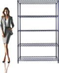 NSF Commercial 5-Tier Wire Shelving with Wheels, 48'x24'x72' Heavy Duty Metal Shelves 4000 lbs Max Capacity, Black Storage Rack for Garage Kitchen Pantry Warehouse