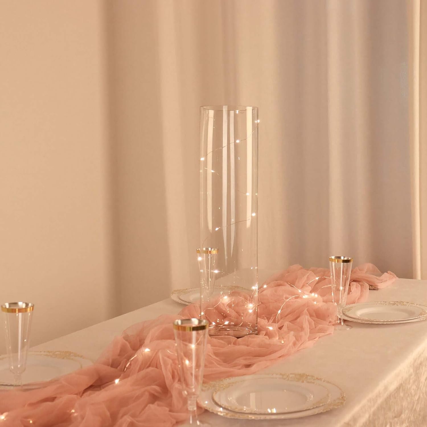 Efavormart 6pcs/Set 20' Tall Cylinder Glass Centerpiece Flower Candle Vase for Wedding Party Banquet Events Centerpiece Decoration