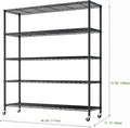 5-Tier Shelving Metal Storage Rack Adjustable Shelves,Standing Storage Shelf Units for Laundry Bathroom Kitchen Pantry Closet (Black 46.06''D × 17.72''W × 72.83''H)
