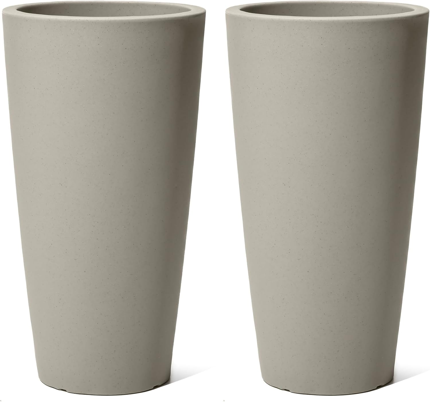 Step2 Tremont Tall Round Tapered Planter, 28' Tall 2-Pack, Indoor/Outdoor Plants, Efficient Drainage, Durable Resin, Concrete