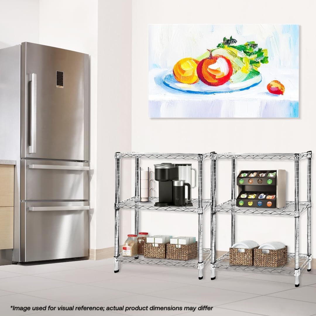 Shelving Inc. 21' d x 48' w x 14' h Chrome Wire Shelving with 2 Tier Shelves, Weight Capacity 800lbs Per Shelf