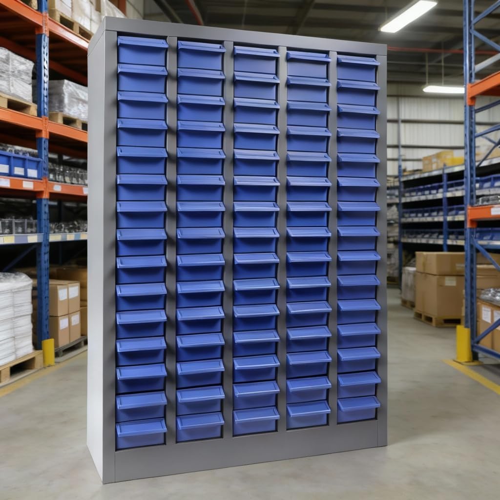 75-Drawer Tool Cabinet & Metal Storage Cabinet - Versatile Parts Organizer Cabinet with Anti-Drop Design, Nut and Bolt Storage Organizer & Bolt Bin with ABS Drawers, for Garage, Workshop & Home