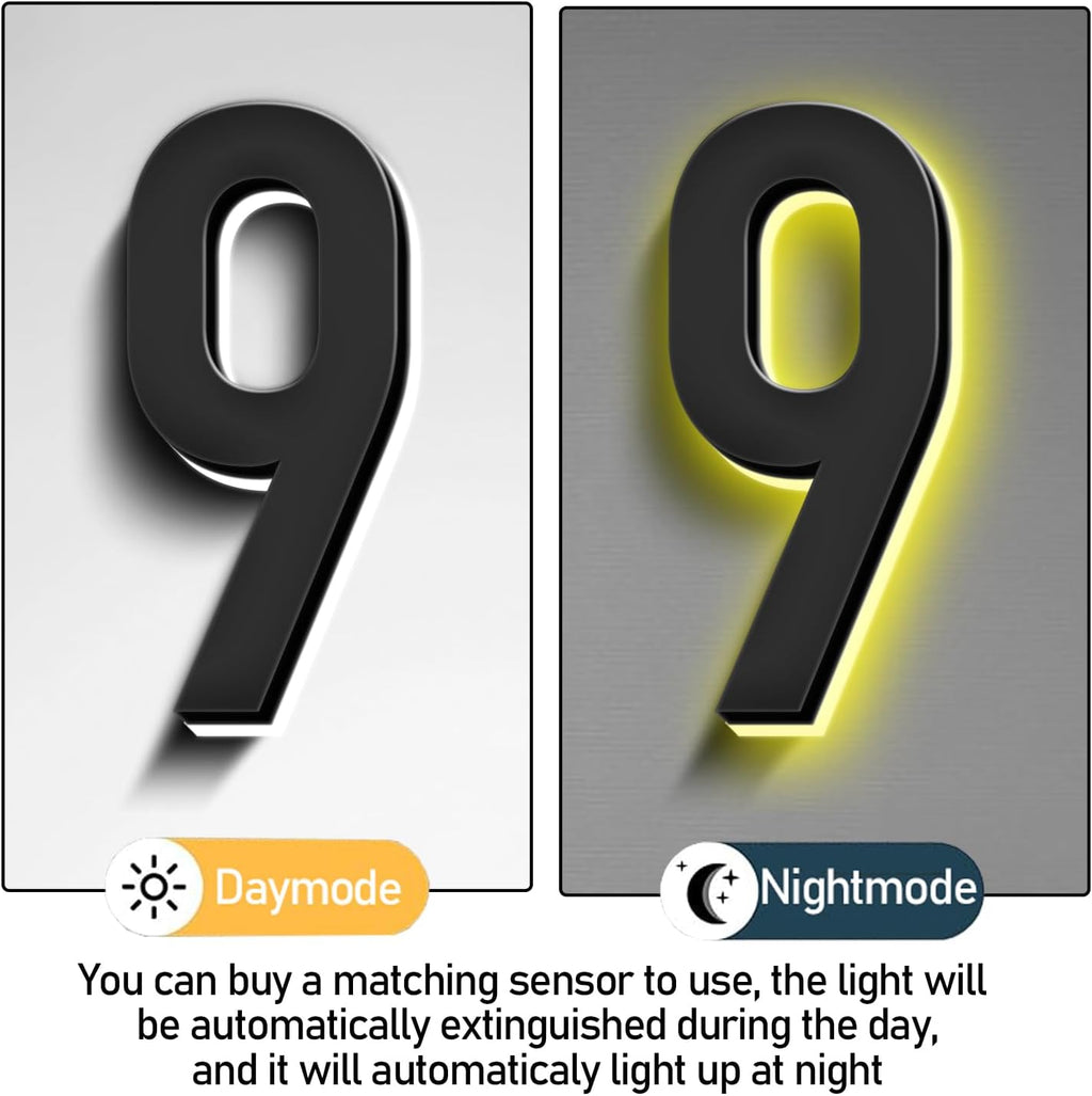 Illuminated House Address Numbers Signs, Up-Scale Modern Look, Backlit LED Illuminated Home Address Number, Stainless Steel Lighted House Numbers For Outside,16 Inch/400mm,1