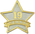 PinMart Year Service Award STAR Lapel Pin – Gold Color Plated- & Silver-Plated Metal Workplace Reward Pin – 1-30, 35, 40, 45 & 50 Years of Service Star Pins for Long Standing Employees or Volunteers