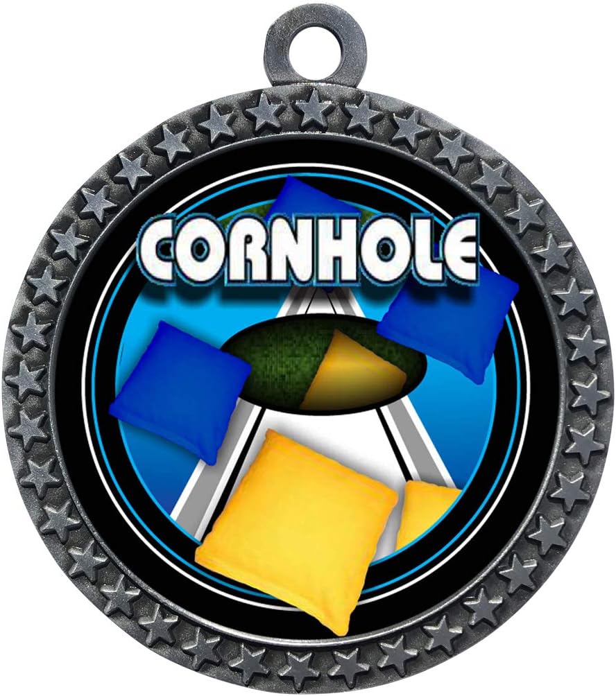 Express Medals Engraved 1 to 50 Packs Engraved Cornhole Silver Medal Trophy Award with Personalized Custom Text LD212-FCL455