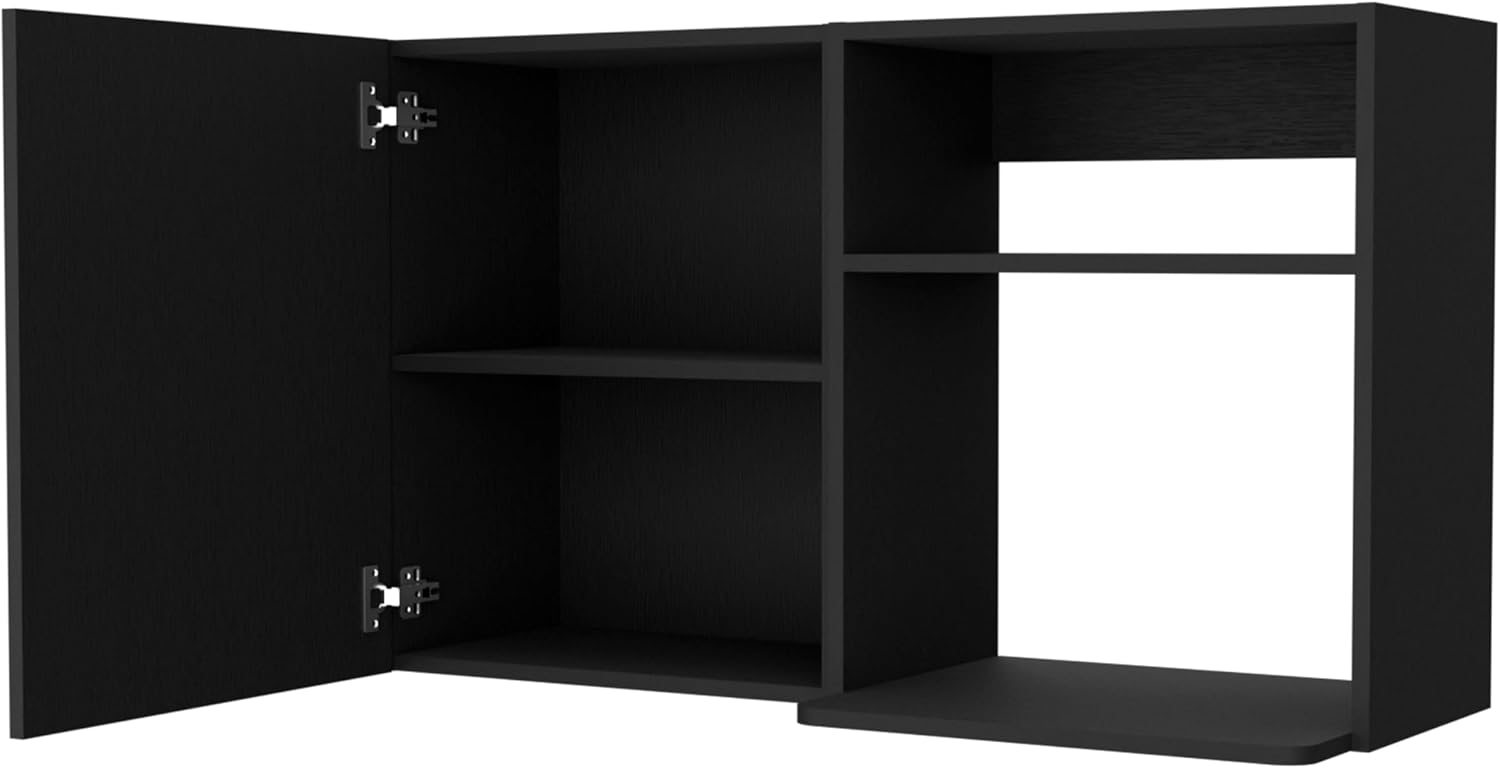 40' Single Door Freestanding Storage Cabinet, Kitchen Storage Bakers Rack with Side Shelves, Utility Food Cupboard with Metal Handles for Kitchen Storage, Wenge