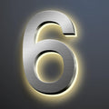 Illuminated Home Address Number Signs, Backlit LED House Numbers For Outside, Lighted Up House Numbers, Modern Address Numbers, Warm White Light, Brushed Silver,18 Inch,N