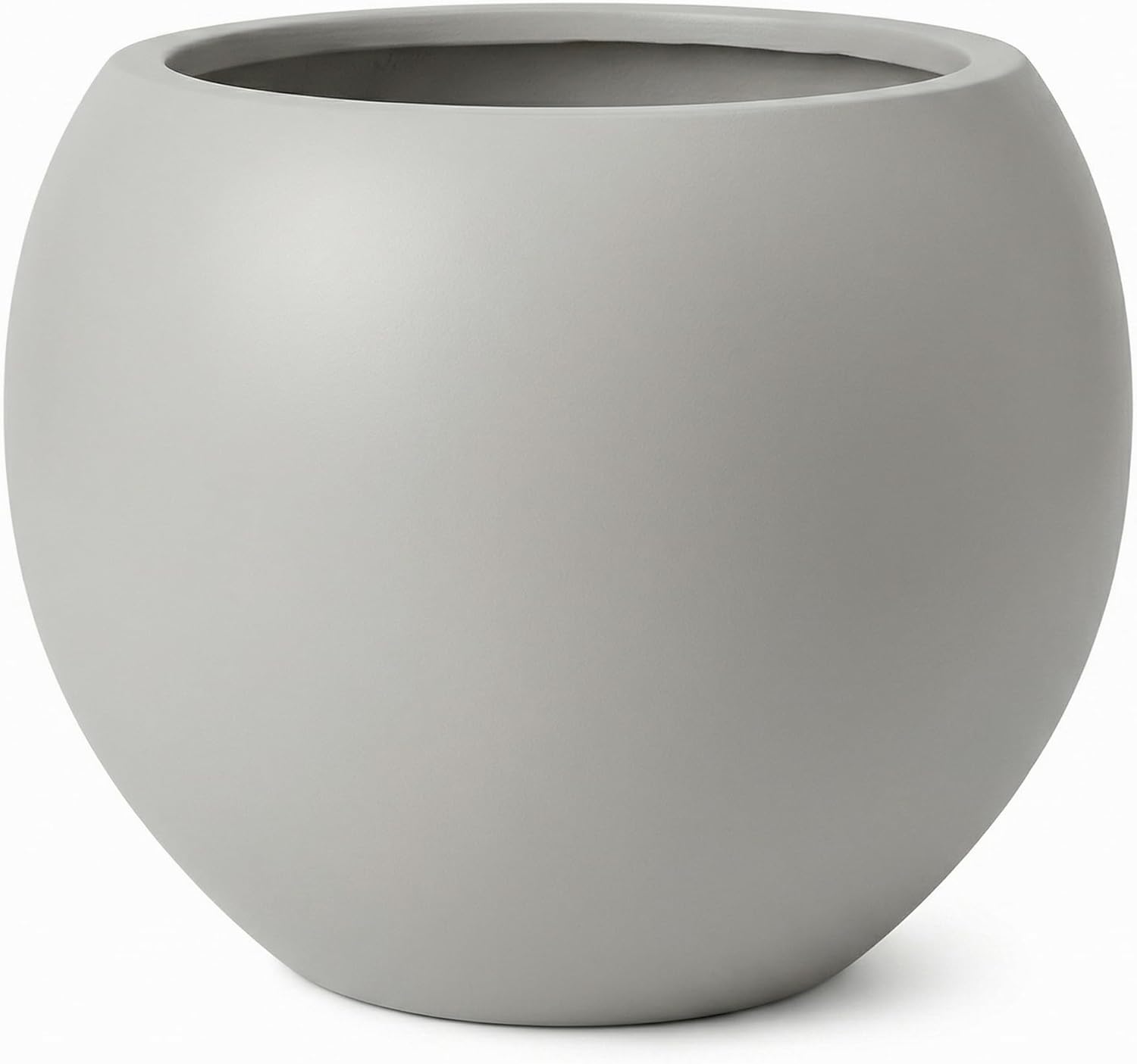 DTY Mount Sherman 21.1'' D x 16.7'' H (Pot Opening 14.6') Fiberstone Round Planter with Drainage Hole, Smooth Finishes, Weather Resistant for Indoor and Outdoor, 2 Extra Coco Mats - Light Gray, Large