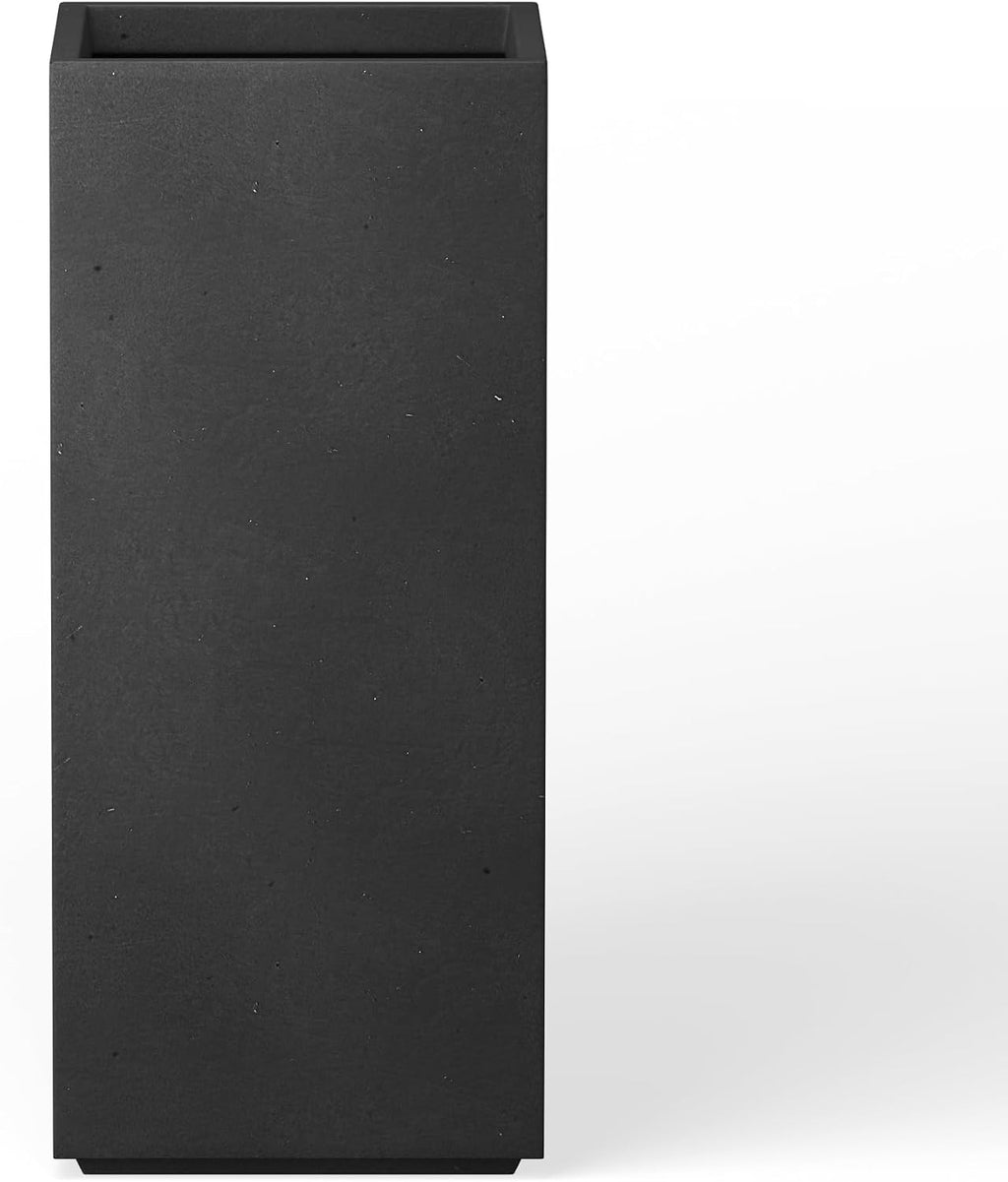 Kante 27.6' H Tall Rectangular Concrete Planter, Modern Square Diameter Plant Pot with Drainage Hole and Rubber Plug for Indoor Outdoor Home Patio Garden, Black