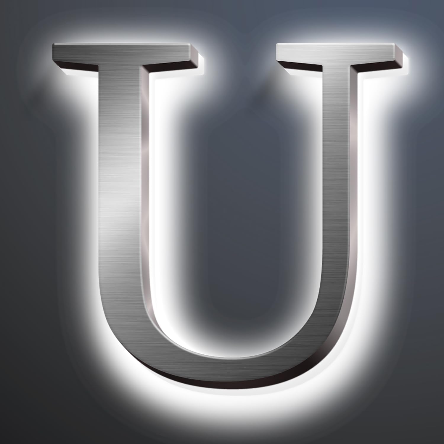Backlit LED Illuminated Home Address Numbers 16', Large Modern Stainless Steel Illuminated House Numbers For Outside, Lighted Address Signs For A Stylish Look,U