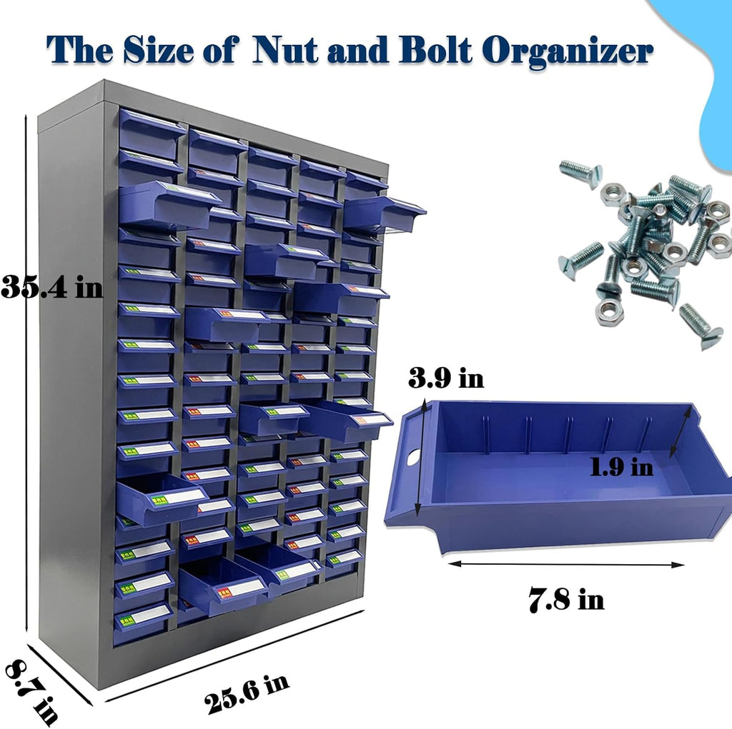 75 Drawers Bolt Bin Cabinet Nut and Bolt Organizer ABS Marterial with Partitions and Labels for Workshop Garage Hardware Storage