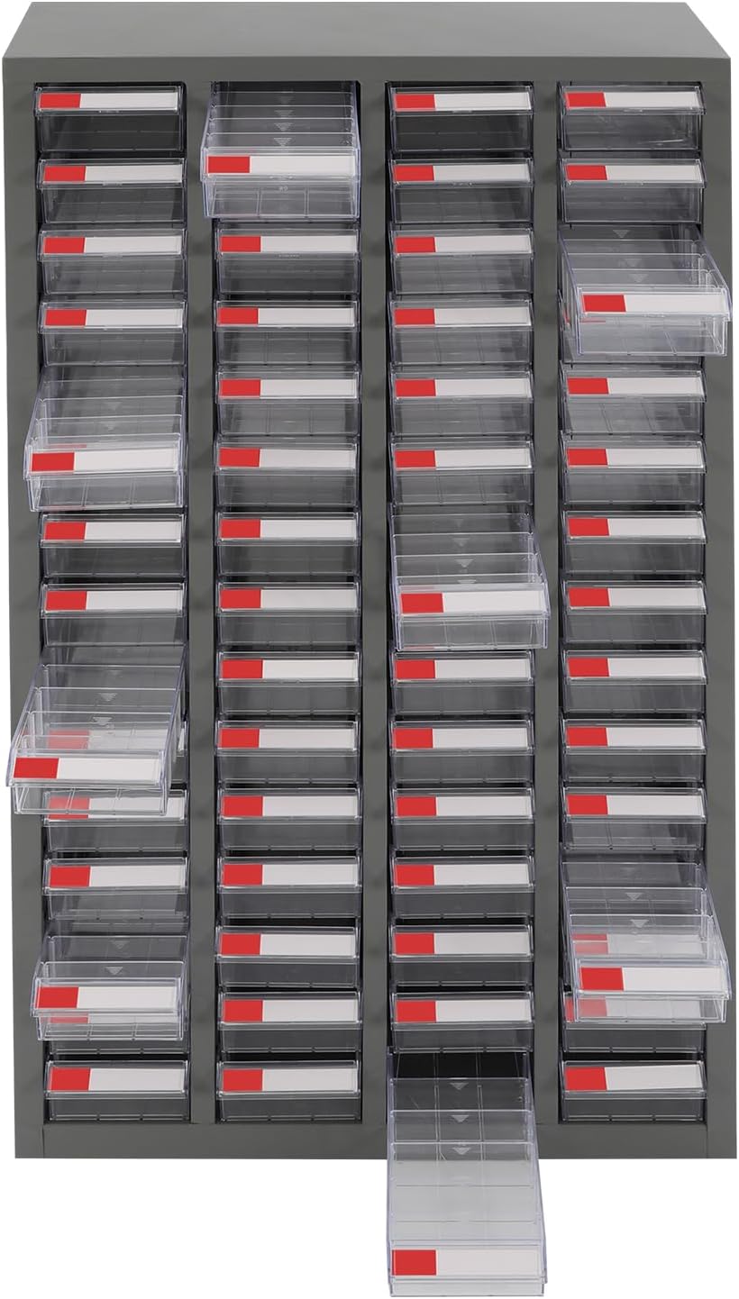60 Drawers Bolt and Nut Tool Storage Cabinet Parts Cabinet Hardware Organization Shelves Bolts Bin Tool with Label Slots for Tool Hardware Storage, 23.6' W x 9.4' D x 45.6' H