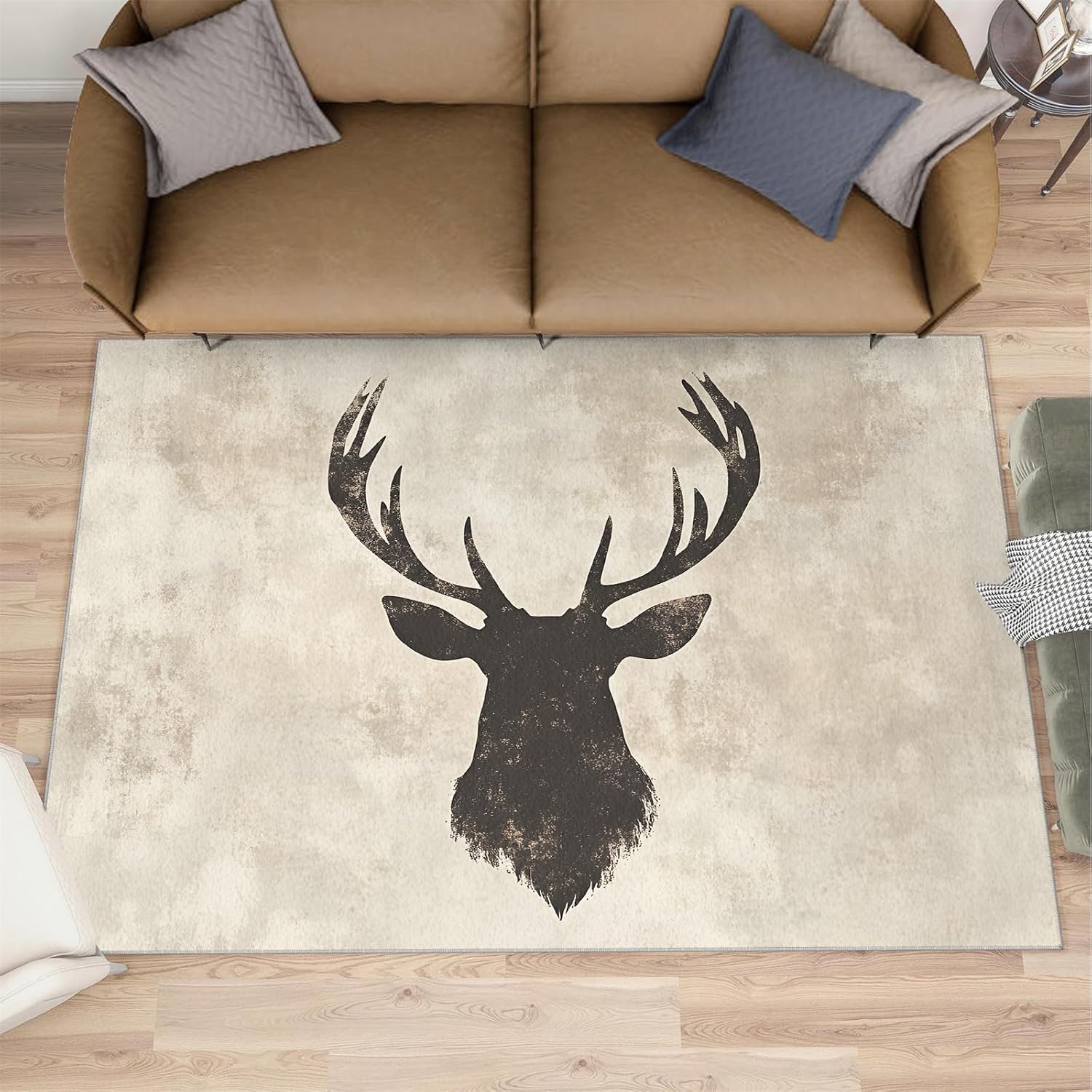 Washable Rugs Deer Rug & Home Decor, Animal Area Rug 6x9, Non Slip & Low Pile Carpet, Deer Rugs for Bedroom Living Room