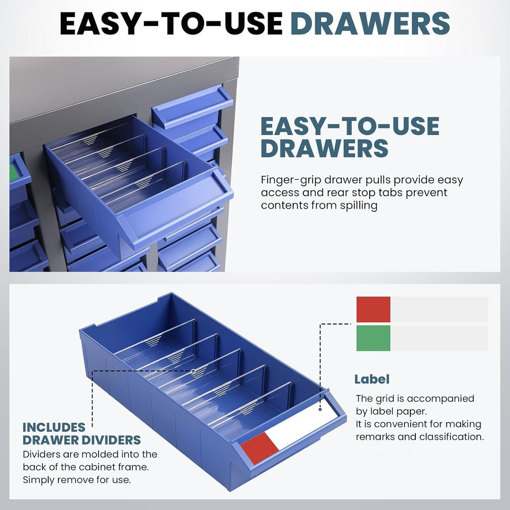40 Drawers Parts Cabinet Organizer with Metal Frame and ABS Drawers - Bolt Organizer Storage for Nut and Bolt Hardware