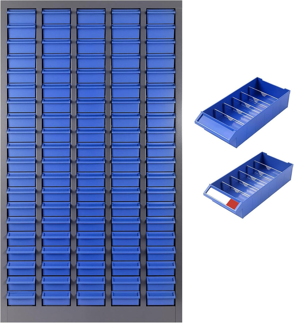 Bolt and Nut Organizer 46x25.8x8.66 in, 100-Drawer Heavy-Duty Parts Storage Cabinet, Opaque ABS Plastic Industrial Organizer with Labels for Garage Workshop Toolbox