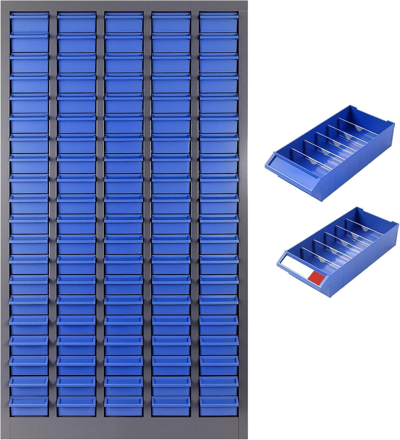 Bolt and Nut Organizer 46x25.8x8.66 in, 100-Drawer Heavy-Duty Parts Storage Cabinet, Opaque ABS Plastic Industrial Organizer with Labels for Garage Workshop Toolbox