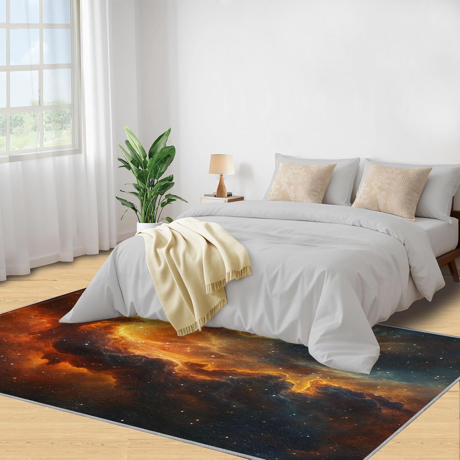 Cosmic Nebula Rug 6x8 - Starry Sky Large Rugs for Living Room, Galaxy Carpet Area Rug for Girls Bedroom Kids Room Basement Office Classroom